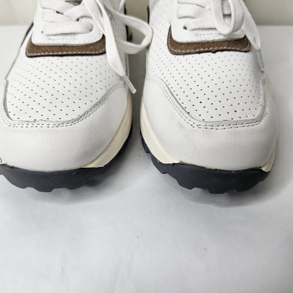 French Connection Petta Lace up Fashion Sneaker White Brown Gray Size 8